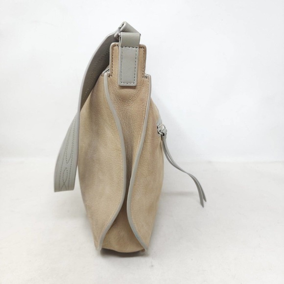 Allsaints Womens Purse Cooper Hobo Beige Nubuck Leather Western Saddle Bag - Picture 3 of 11